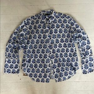 J. Crew Blue and White Casual Button Down Shirt